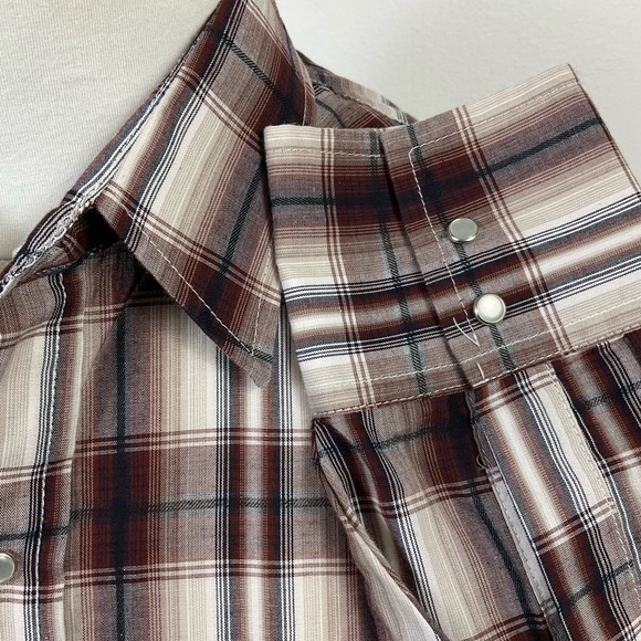 ELY Cattleman Western Yoke Shirt Pearl Snap Brown Plaid Front Pockets Men’s XL - Picture 2 of 8